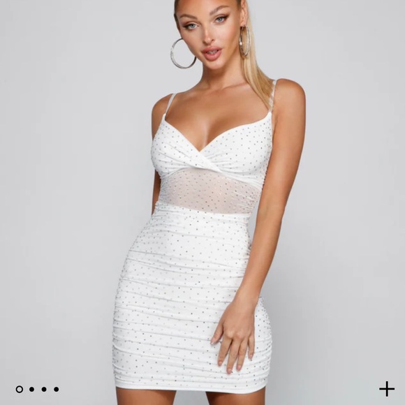 ✨NEW✨ Sparkle Illusion Rhinestone Mini Dress - Picture 2 of 6